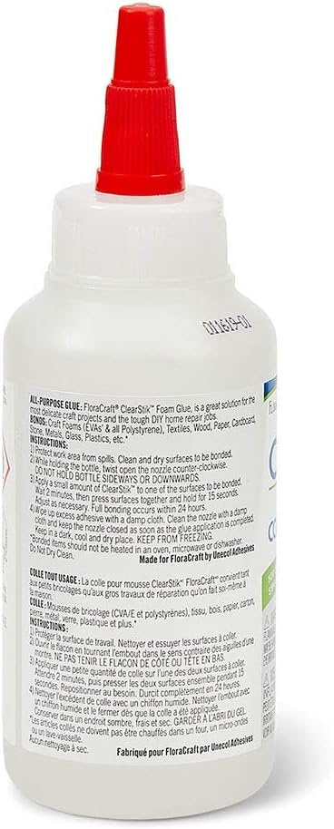 FloraCraft ClearStik Foam Glue 3.38 Fluid Ounce Clear