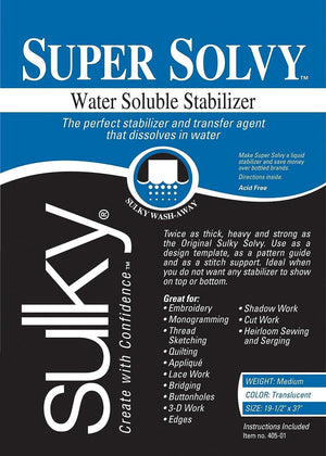 Sulky 102122 Super Solvy Water-Soluble Stabilizer, 19.5"X36"