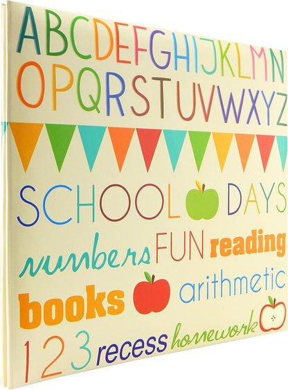 MCS MBI 13.5x12.5 Inch Elementary School Theme Scrapbook Album with 12x12 Inch Pages (860090) , White