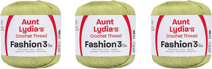 Aunt Lydia Fashion Lime Crochet - 3 Pack of 150y/137m - Cotton - Gauge 3 - Crochet