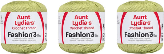 Aunt Lydia Fashion Lime Crochet - 3 Pack of 150y/137m - Cotton - Gauge 3 - Crochet