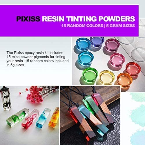 Pixiss Epoxy Resin Molds, Mixing Kit Supplies, 15 Resin Tinting Mica Powder Pigments, 106pcs for Soap Making, Slime, Resin Jewelry, Casting Resin, Epoxy Mixing Cups Sticks, Silicone Cups and More