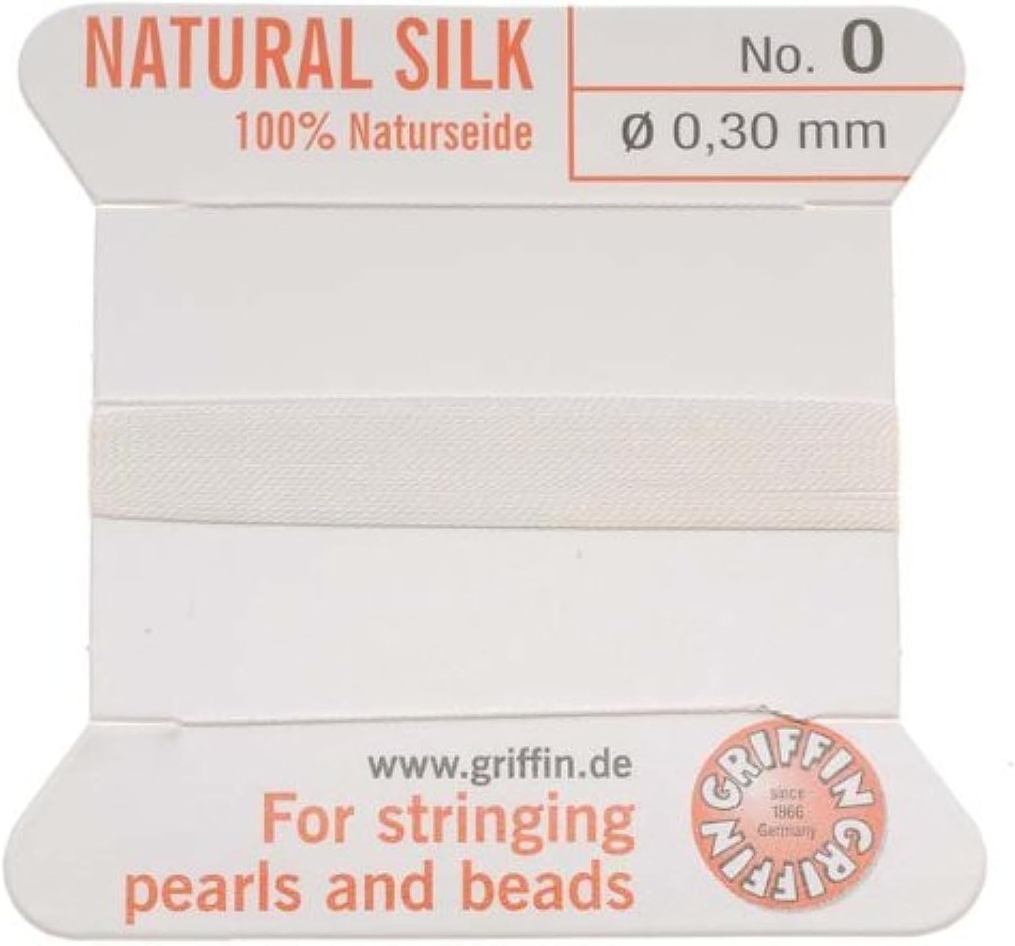 Griffin Silk Beading Cord & Needle White Size 0 / Very Fine .3mm