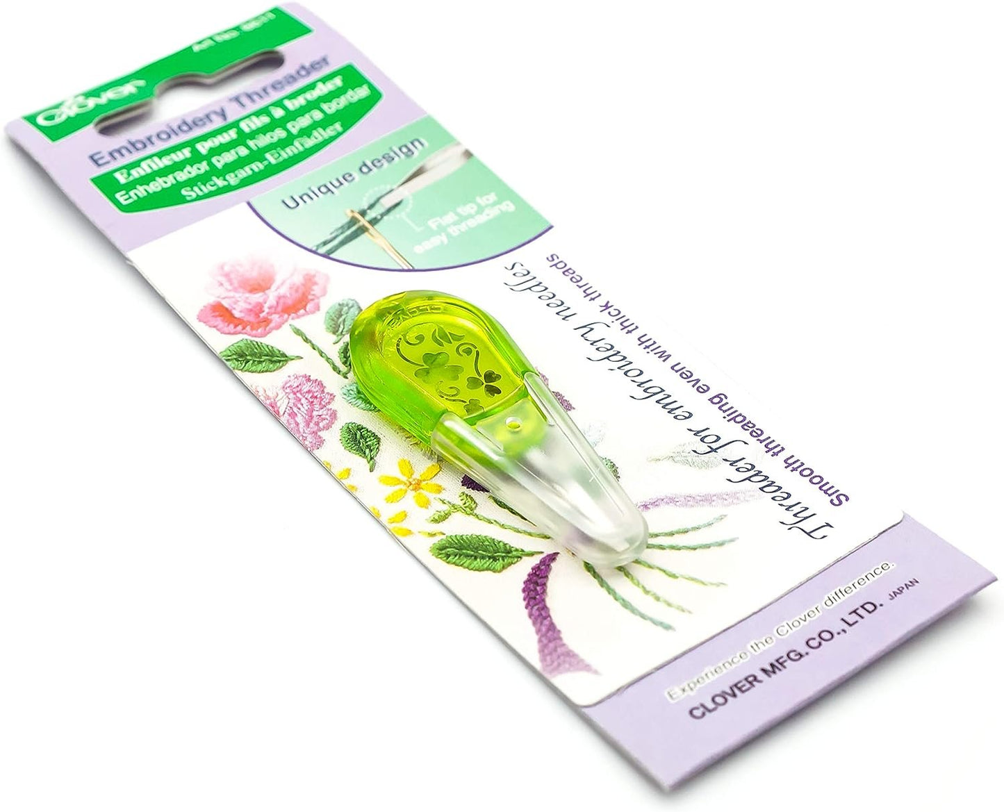Clover 8611 Needle Threader for Embroidery Needles-Apple Green