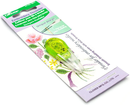 Clover 8611 Needle Threader for Embroidery Needles-Apple Green