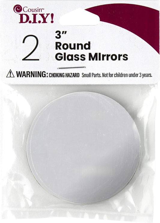 Cousin DIY Mirror 2 Piece Round Glass Set, 3 inch Diameter