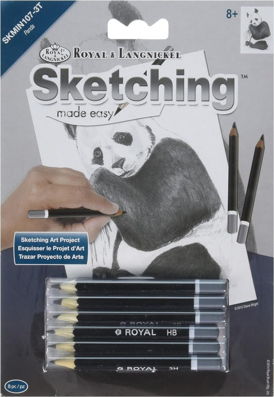 ROYAL BRUSH SKMIN-107 Sketching Made Easy Mini Panda Kit, 5'' by 7'', Blue