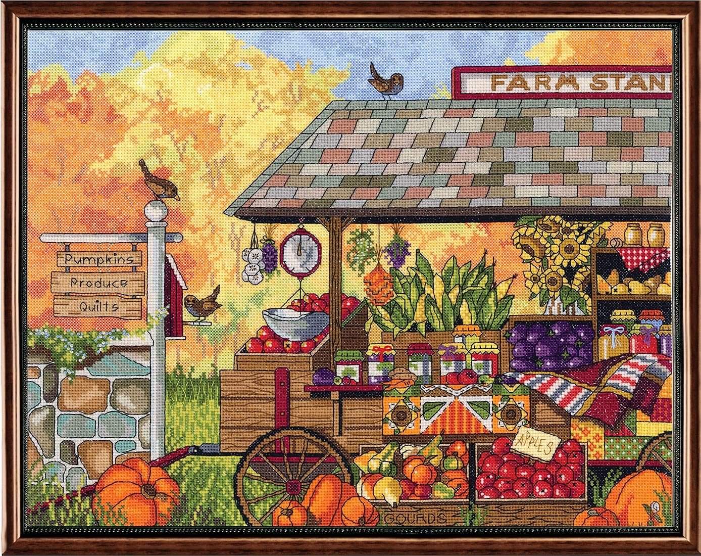 Janlynn 017-0111 Buck's County Farm Stand Counted Cross Stitch Kit, 16 x 12