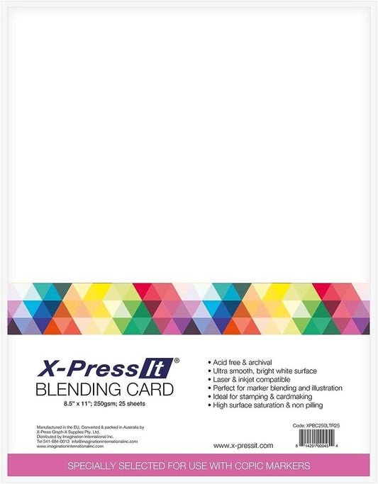 Blending Card Paper Bright White 8.5” x 11” 25 Sheets