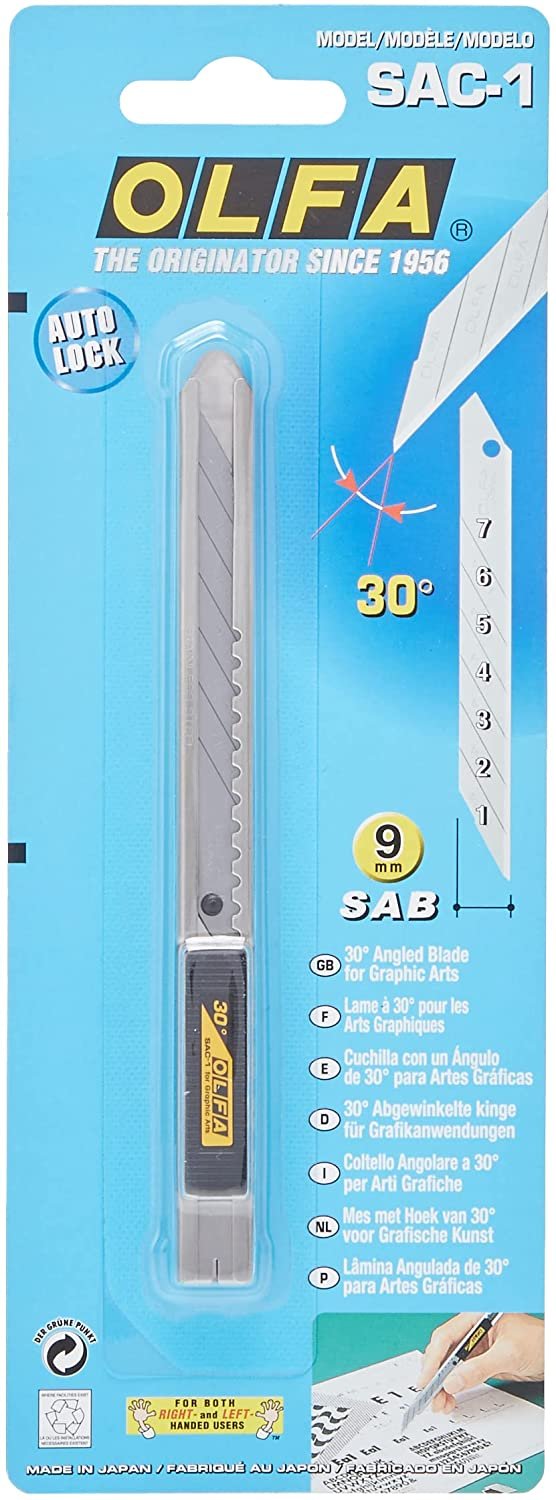 OLFA 9150US SAC-1 9mm Stainless Steel Auto-Lock Graphics Knife, Silver