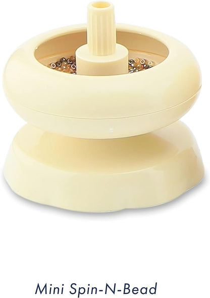 Beadalon Spin N Bead Jewelry Making Tool Wood Bead Bowl - Includes a Curved Needle for Easy Bead Stringing