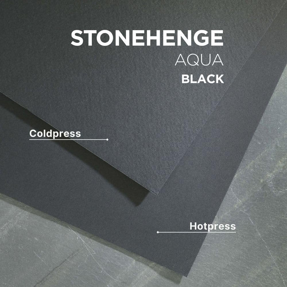 Stonehenge Aqua Black Medium Weight Pad, 140lb, Coldpress, 9 x 12 Inches, 15 Sheets for Wet and Dry Media