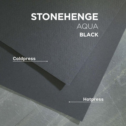 Stonehenge Aqua Black Medium Weight Pad, 140lb, Coldpress, 9 x 12 Inches, 15 Sheets for Wet and Dry Media