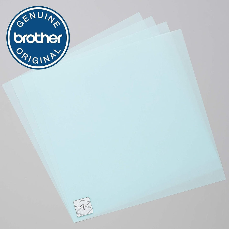 Brother ScanNCut High Tack Fabric Support Sheet CASTBL2, 4 pieces 12" x 12" High Adhesive Sheets for ScanNCut Mats, Use for Cutting Fabric Appliques, Quilting Pieces, Sewing Patterns and More
