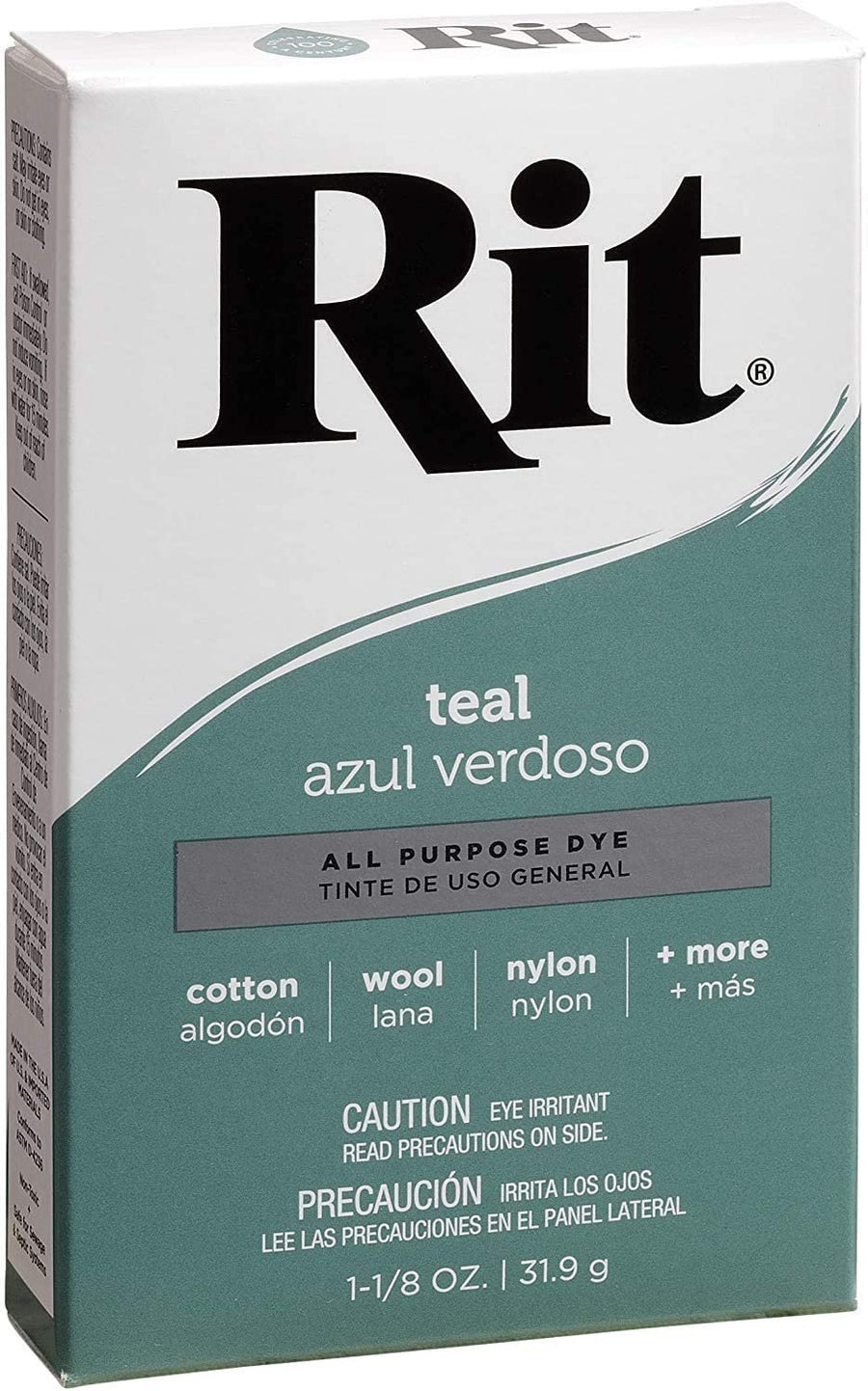 Rit Dye, Teal Rit All-Purpose Powder Dye, 1-1/8 oz (Single Pack)