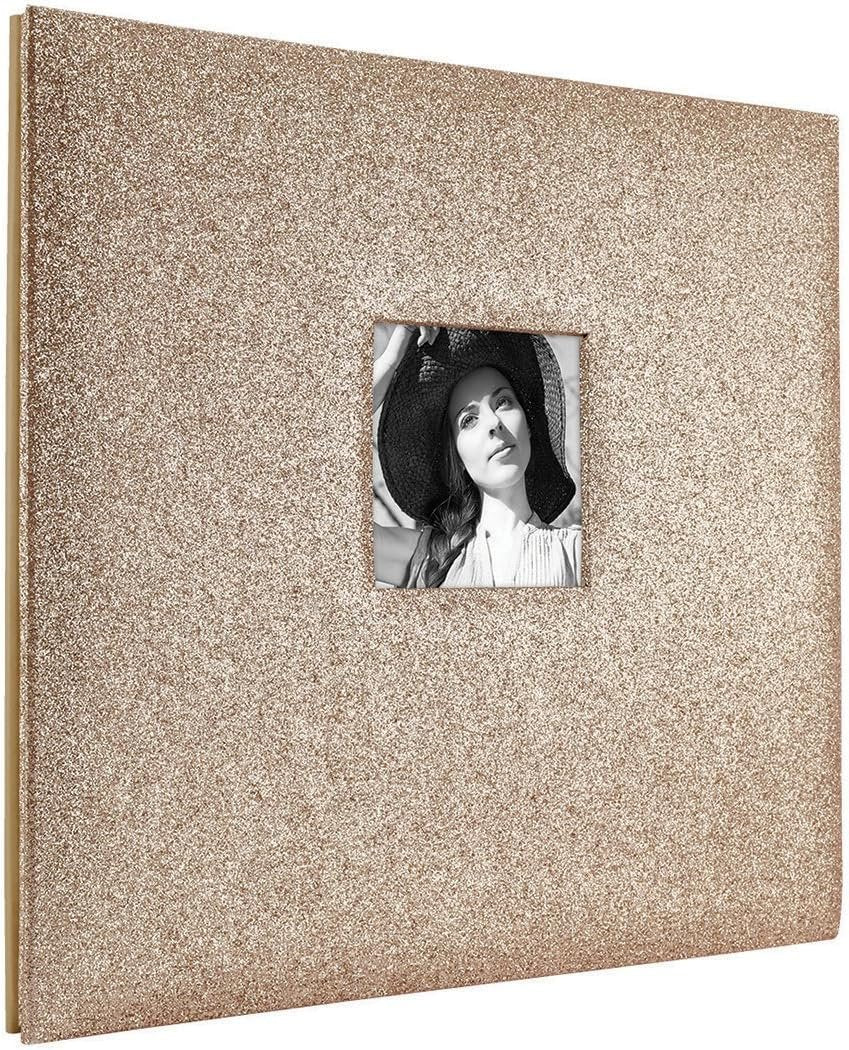 MCS Expandable 10-Page Glitter Scrapbook Album with Photo Opening Cover and 12 x 12 Inch Pages, 13.5 x 12.5 Inch, Gold