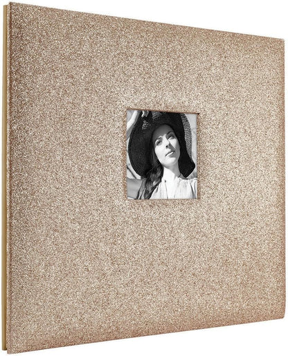 MCS Expandable 10-Page Glitter Scrapbook Album with Photo Opening Cover and 12 x 12 Inch Pages, 13.5 x 12.5 Inch, Gold
