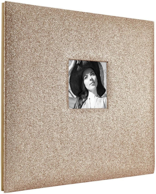 MCS Expandable 10-Page Glitter Scrapbook Album with Photo Opening Cover and 12 x 12 Inch Pages, 13.5 x 12.5 Inch, Gold