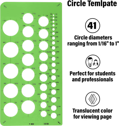 Westcott T-800 Small Circles Template, Plastic Geometric Shapes Template Tool for Drawing and Drafting