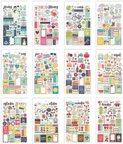 Carpe Diem Planner Essentials Seasons Mini Sticker Tablet, 12 Count (Pack of 1)