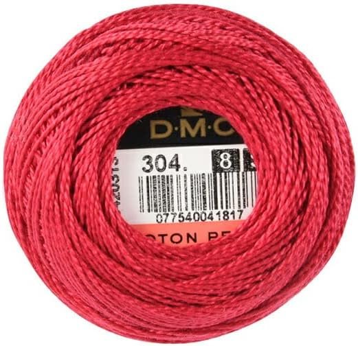 DMC 116 8-304 Pearl Cotton Thread Balls, Medium Red, Size 8
