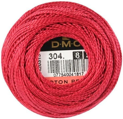 DMC 116 8-304 Pearl Cotton Thread Balls, Medium Red, Size 8