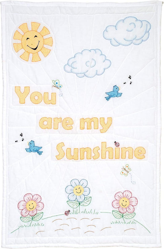 Jack Dempsey Needle Art You are My Sunshine Baby Quilt, White