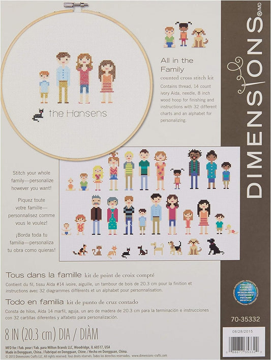 Dimensions Customized Counted Cross Stitch Family Portrait Kit, 8” Diameter