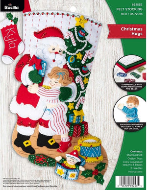 Bucilla Hugs, Felt Applique Christmas Stocking Kit, 18""" (89253E)