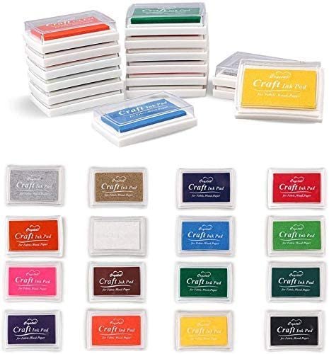 Pixiss Mini Ink Blending Tools with 24 Foam Pads, Ink Pads in 15 Colors for Rubber Stamps, Distressing, Scrapbooking, Wood and Fabric
