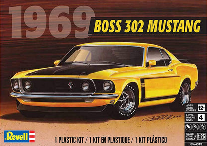 Revell 85-4313 ‘69 Boss 302 Mustang Car Kit 1:25 Scale 109-Piece Skill Level 4 Plastic Model Building Kit