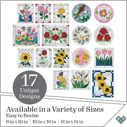 Gallery Glass, Floral 3 Piece Pattern Set Perfect for Stained Glass DIY Arts and Crafts, 19736