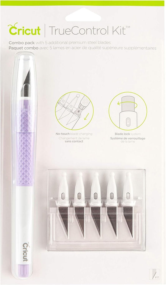 Cricut TrueControl Knife Kit - For Use As a Precision Knife, Craft knife, Carving Knife and Hobby Knife - For Art, Scrapbooking, Stencils, and DIY Projects - Comes With 5 Spare Blades - [Lilac]