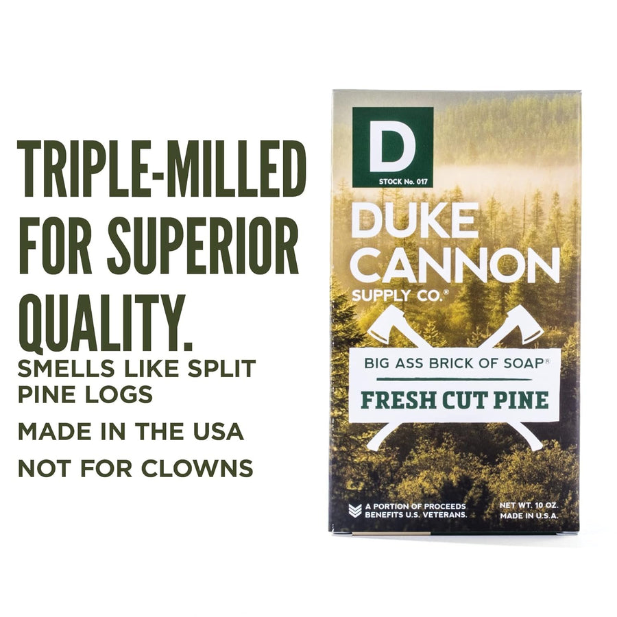 Duke Cannon Supply Co. Big Brick of Soap Bar for Men Great American Frontier (Leaf+Leather, Fresh Cut Pine, Campfire) Variety-Pack- All Skins, Extra Large Masculine Scents, 10 oz (Variety 3 Pack)