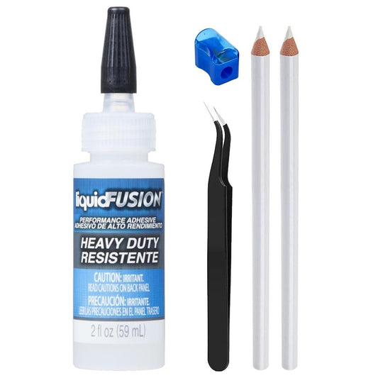 2oz Liquid Fusion - Premium Urethane Adhesive for Crafts, Rhinestone Glue - Pixiss Rhinestone Tool Kit - Wax Pen, Rhinestones Picker Tool Needle Tweezers - Jewelry Glue for Jewelry Making, Nail Art