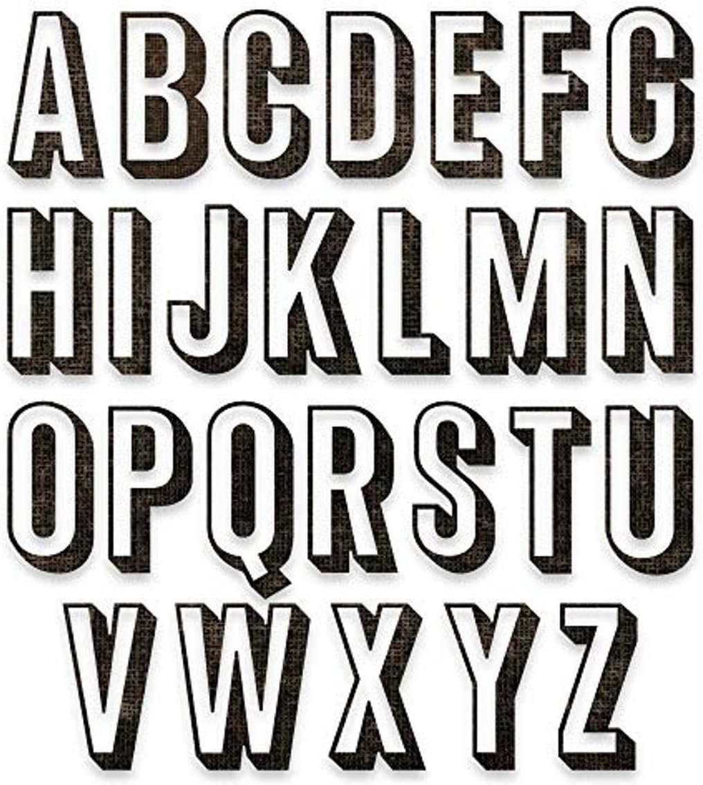 Sizzix Tim Holtz - THINLITS DIE ALPHA UPPR, Alphanumeric, Shadow Upper