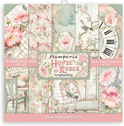 STAMPERIA INTERNATIONAL, KFT PAPER PAD 8X8 10PK HOUSE ROSE, 20.3 x 20.3 (8" x 8"), Multicoloured
