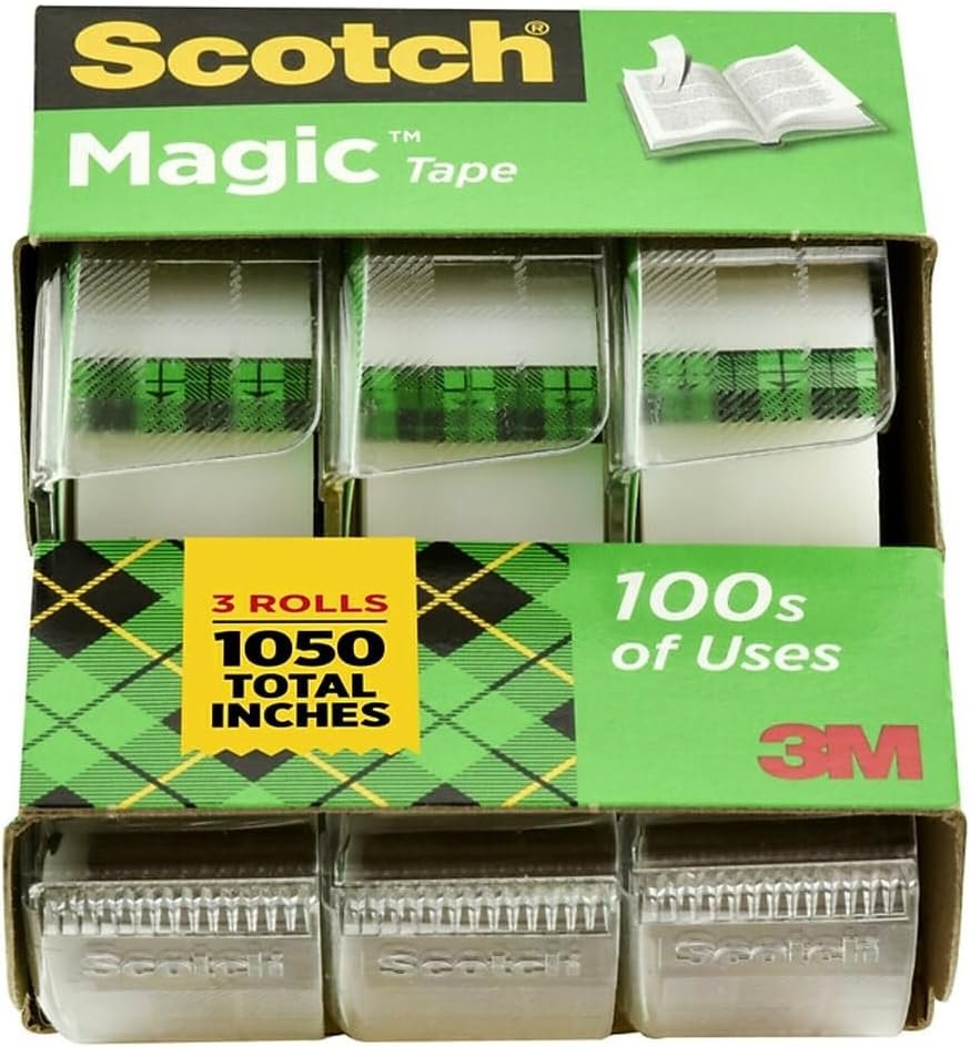 Scotch Brand Learning Resources MMM3105 Scotch Magic Tape 3/4 Inch X 300 Inches 3 ea, Translucent (55)