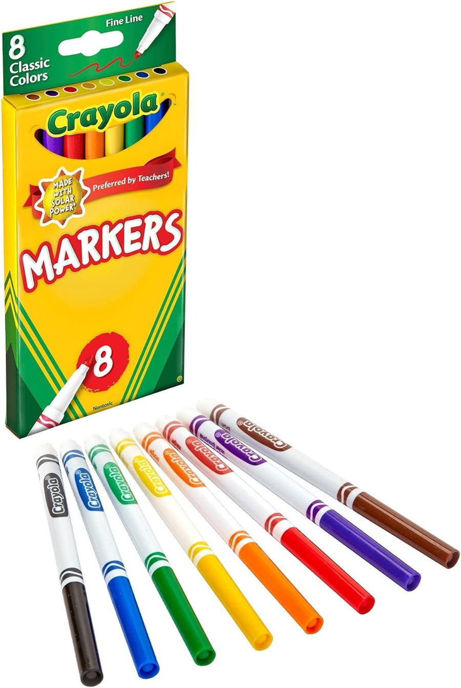 Crayola Original Marker Set, Fine Tip, Assorted Classic Colors, Set of 8, Model:58-7709