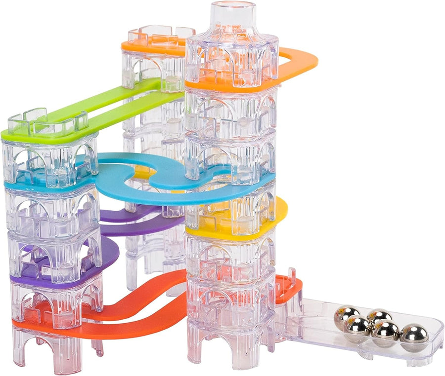 Fat Brain Toys Trestle Tracks Starter Set - 43-Piece Modular Marble Run, Ages 8+