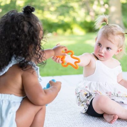 Fat Brain Toys Lil Dimpl Orange - Popping Sensory Toy & Teether, Ages 0+