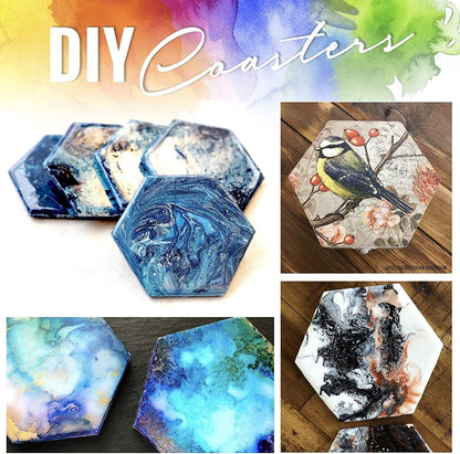 PIXISS Hexagon Ceramic Coasters with Cork Backing - 50