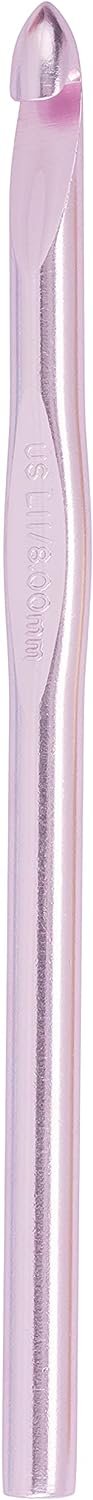 Susan Bates 5-1/2-Inch Silvalume Aluminum Crochet Hook, 8mm, Silver Pink