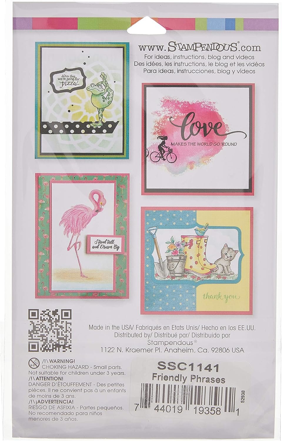 STAMPENDOUS SSC1141 Perfectly Clear Stamp, Friendly Phrases Image