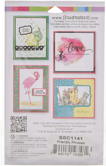 STAMPENDOUS SSC1141 Perfectly Clear Stamp, Friendly Phrases Image