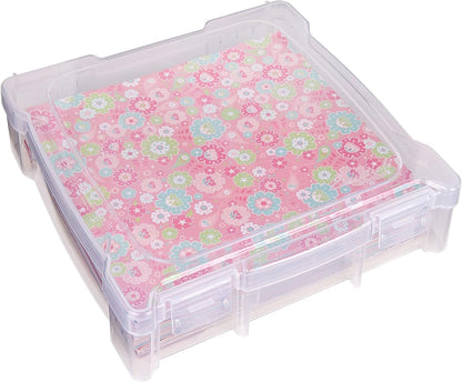 ArtBin 6912AB Essentials One-Compartment 12" x 12" Box, Art & Craft Organizer, [1] Plastic Storage Case, Clear, 14.125" x 13.625" x 3"