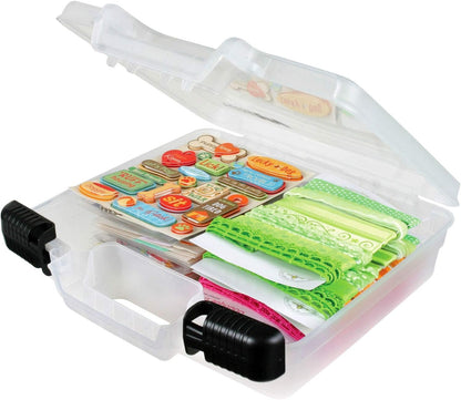 ArtBin 6972AB 10 inch Quick View Deep Base Carrying Case, Portable Art & Craft Organizer with Handle, [1] Plastic Storage Case, Translucent