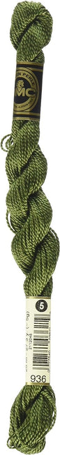 DMC 115 5-936 Pearl Cotton Thread, Very Dark Avocado Green, Size 5