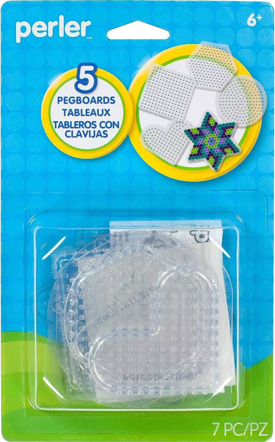 Perler Beads Basic Shapes Clear Pegboard Set, 5 pcs