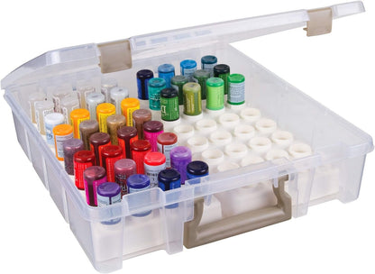 ArtBin 6959AB Bottle Storage Super Satchel, Portable Carrying Case - Organizes up to 32 individual 0.5oz Bottles, Clear